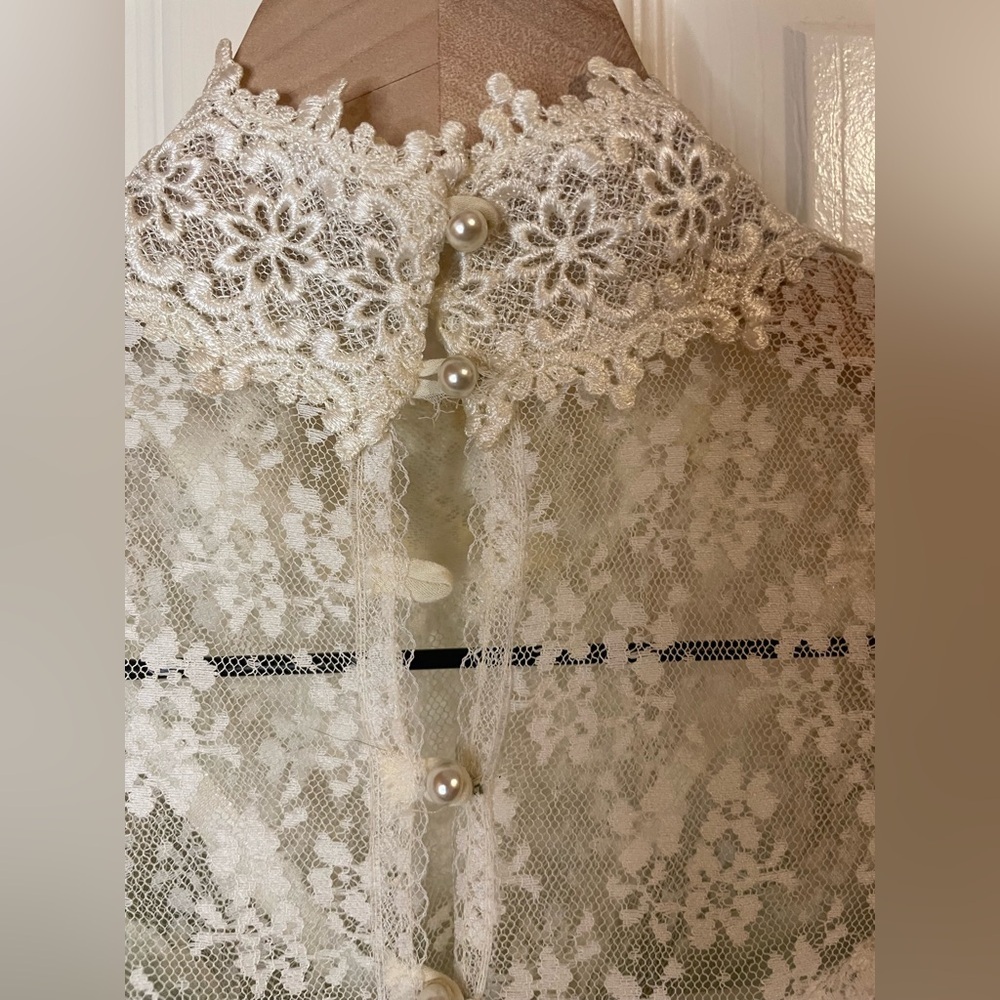 Gunne Sax Victorian Vintage 1970s Blue Floral Lace Dress in Size 5 *Rare* - Picture 16 of 16